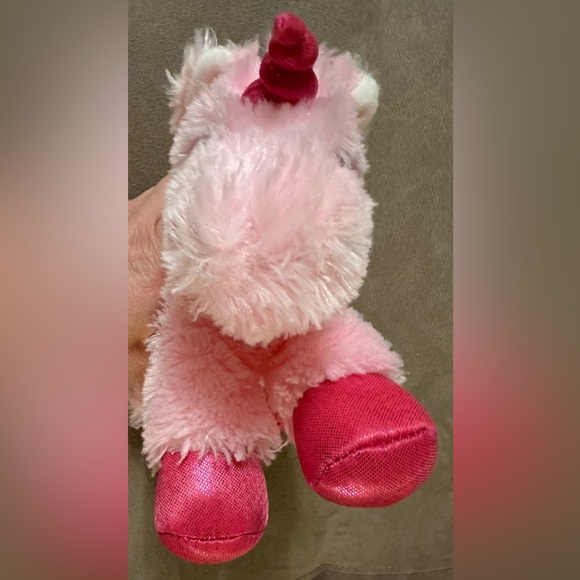 Justice Girls 10” Pink Fluffy Unicorn Plush Stuffed Animal Sparkly Horn Wings - Picture 5 of 16